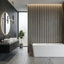 NU Wall Palm grey oak and black waterproof wall panels, pack of 4, showing textured surface and modern design for interior walls.