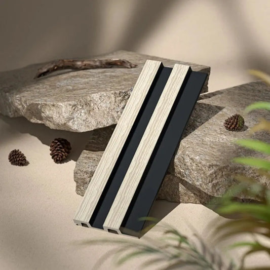 Residence Light Oak and Black Waterproof Wall Panel Sample