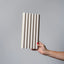 Oatmeal linen reeded NU Wall single wall panel showing textured linen finish and reeded design for modern interior decor