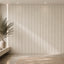 NU Wall Luxe Cool Beige Travertine Fluted Wall Panel showing textured beige travertine surface and fluted design for interior decor.