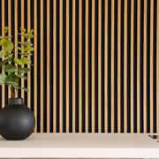 Palm Light Oak & Black Small Slatted Wall Panel | Pack of 4