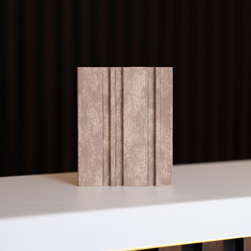 NU Wall Dubai Camel Sand slatted wall panels pack of 4, showcasing modern beige wall panel design for interior accents.