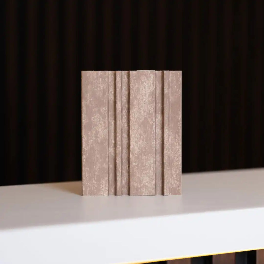 NU Wall Dubai Camel Sand slatted wall panels pack of 4, showcasing modern beige wall panel design for interior accents.