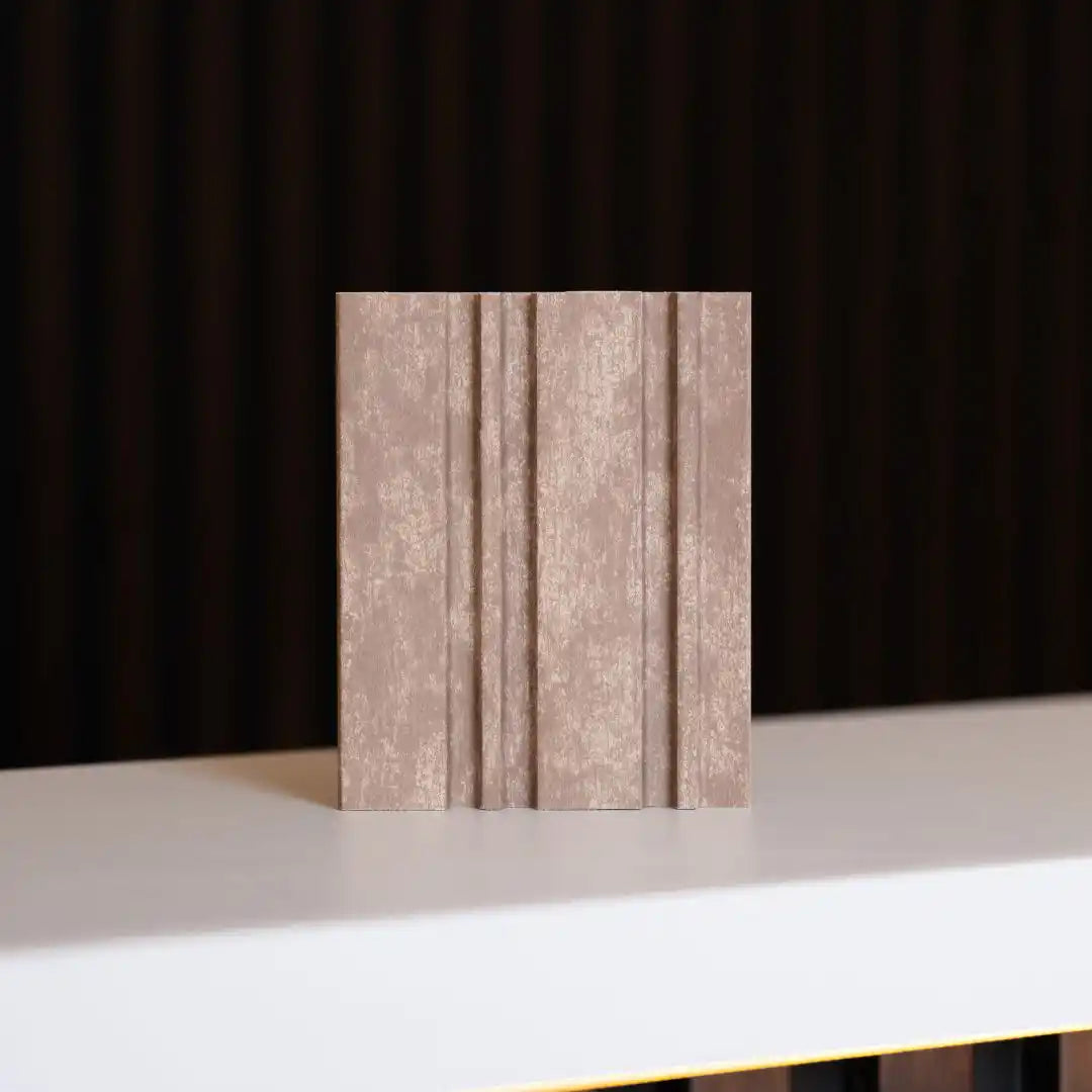 NU Wall Dubai Camel Sand slatted wall panels pack of 4, showcasing modern beige wall panel design for interior accents.