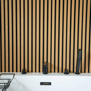 Residence Light Oak & Black Slatted Wall Panel | Pack of 4