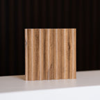 Reeded medium oak wall panels by NU Wall, set of four, showcasing textured wood grain and natural oak finish for interior decor.