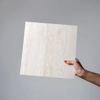NU Wall Serenity Alabaster Travertine SPC waterproof shower panel with sleek, textured surface for modern bathroom decor.