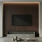 NU Wall Palm dark oak and black waterproof wall panels, pack of 4, showing textured wood grain finish for interior wall decoration.