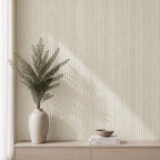 NU Wall Luxe Cool Beige Travertine Reeded Panel wall panel showing textured beige travertine surface with reeded design.