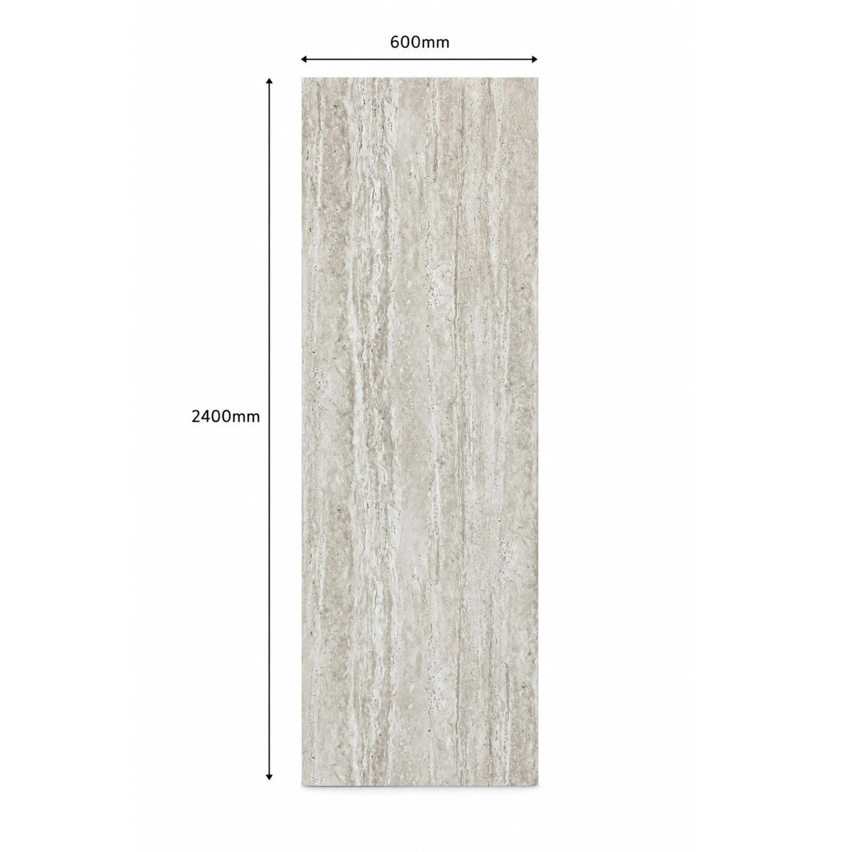 NU Wall Serenity Alabaster Travertine SPC waterproof shower panel with textured stone finish and sleek modern design.