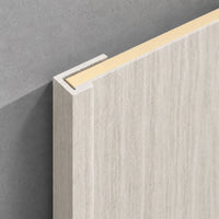 NU Wall End Trim Cool Beige Travertine WPC joint trim for seamless wall edges, featuring a stylish beige travertine finish.
