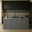 Waterproof polystyrene grey oak and black slat wall panelling