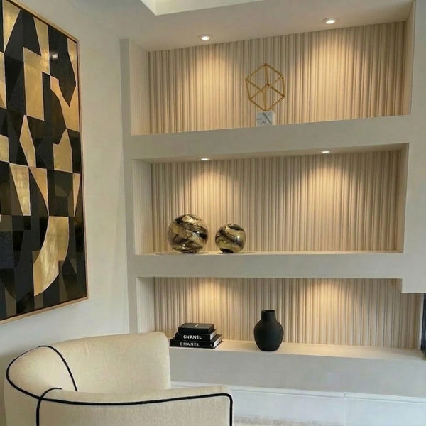 Reeded paintable wall panels from NU Wall, three-pack, featuring textured surface ideal for modern interior wall decor.