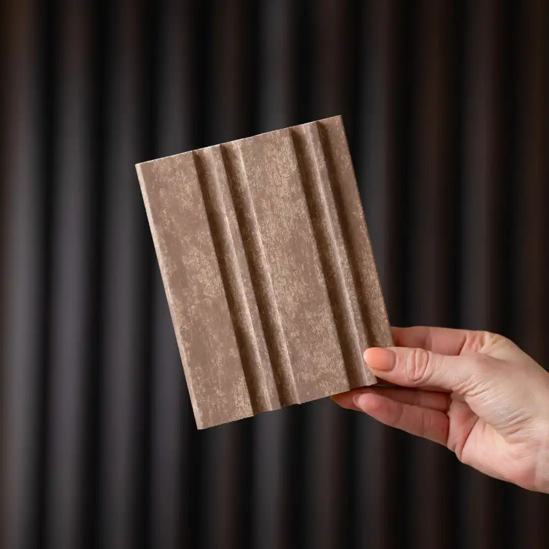 NU Wall Dubai Camel Sand slatted wall panels pack of 4, showcasing modern wall decor with textured wood finish.