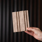 NU Wall Dubai Camel Sand slatted wall panels pack of 4, modern decorative wall panels with a natural camel sand finish.
