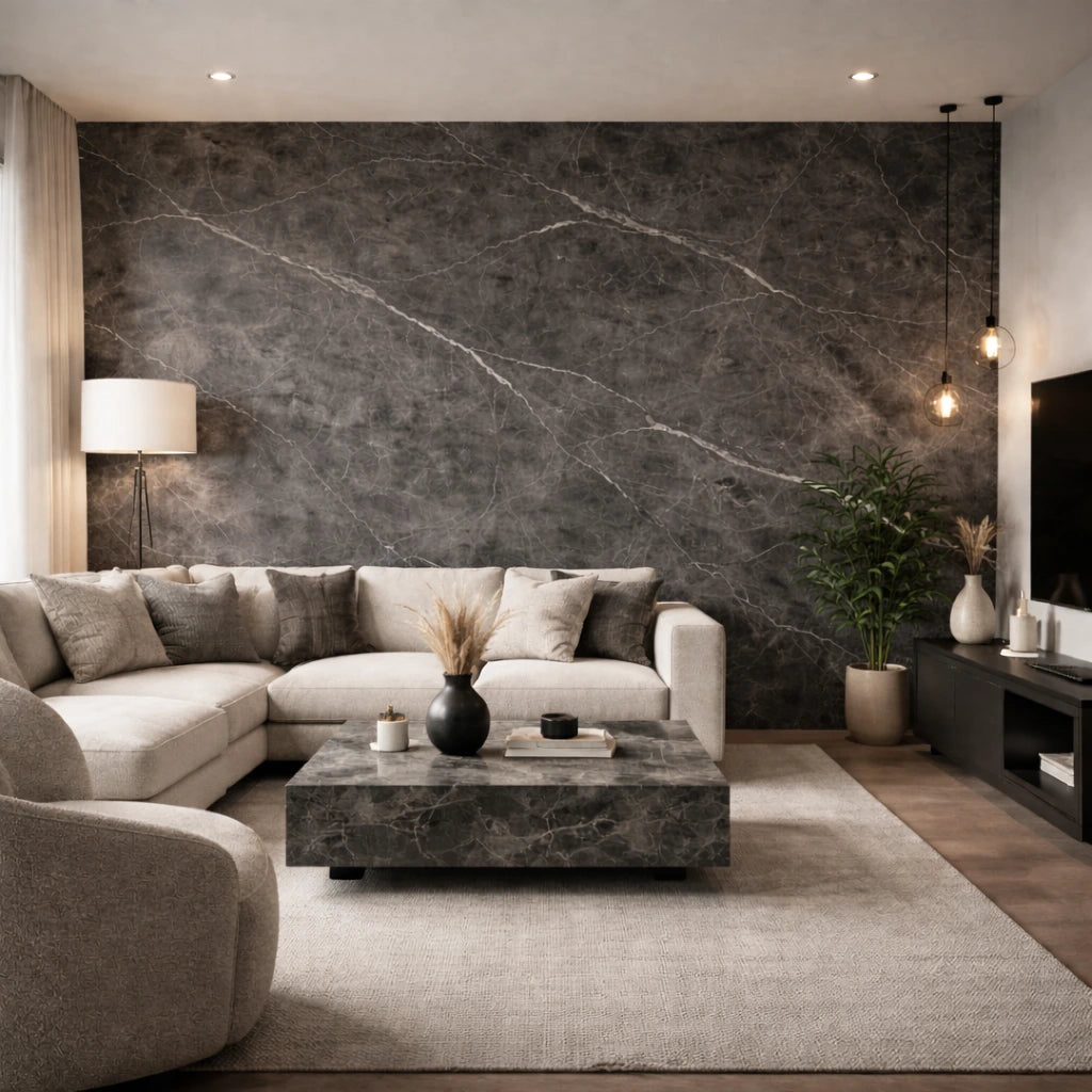 Grigio Grey Marble Effect Self Adhesive Wall Panel - NUWALL UK