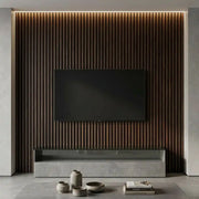 Residence Dark Oak & Black Slatted Wall Panel | Pack of 4