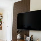 NU Wall Arc Reeded Warm Oak wall panels, pack of 4, featuring textured wood grain and reeded design for interior wall decoration.
