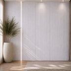 NU Wall Luxe White Washed Travertine Flat Panel wall panel showcasing a smooth, white washed travertine surface for interior decor.