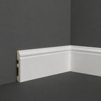 NU Wall Legacy skirting board sample with 100mm length, 120mm width, and 15mm depth in a natural wood finish.