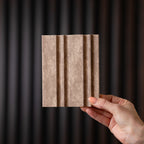 NU Wall Dubai Camel Sand slatted wall panels pack of 4, showcasing modern textured wall panel design in a warm camel sand color.