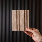 NU Wall Dubai Camel Sand slatted wall panels pack of 4, showcasing modern textured wall panel design in a warm camel sand color.