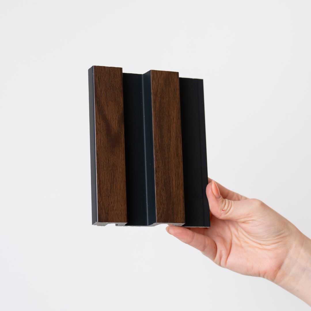 Residence Dark Oak & Black Slatted Wall Panels | Pack of 4