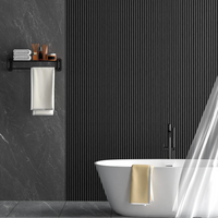 Waterproof polystyrene light brushed black thin slatted wall panelling