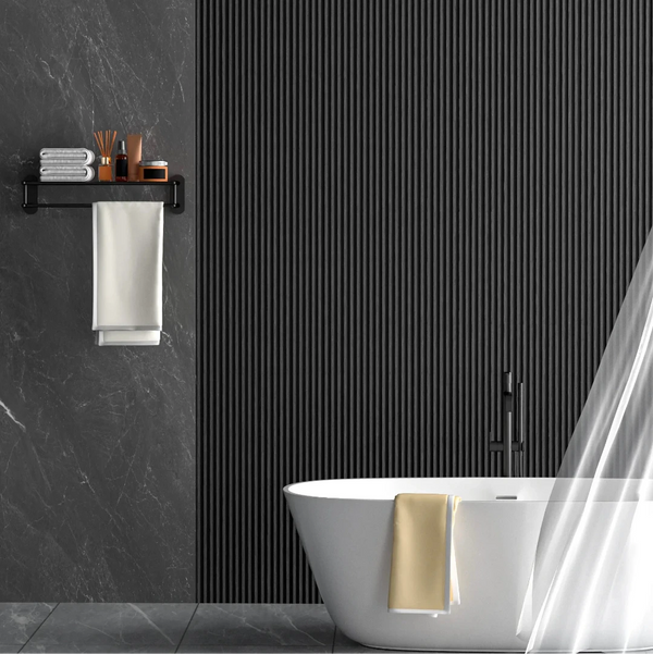 Waterproof polystyrene light brushed black thin slatted wall panelling