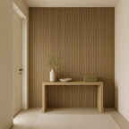 Waterproof polystyrene light oak and black slat wall panelling