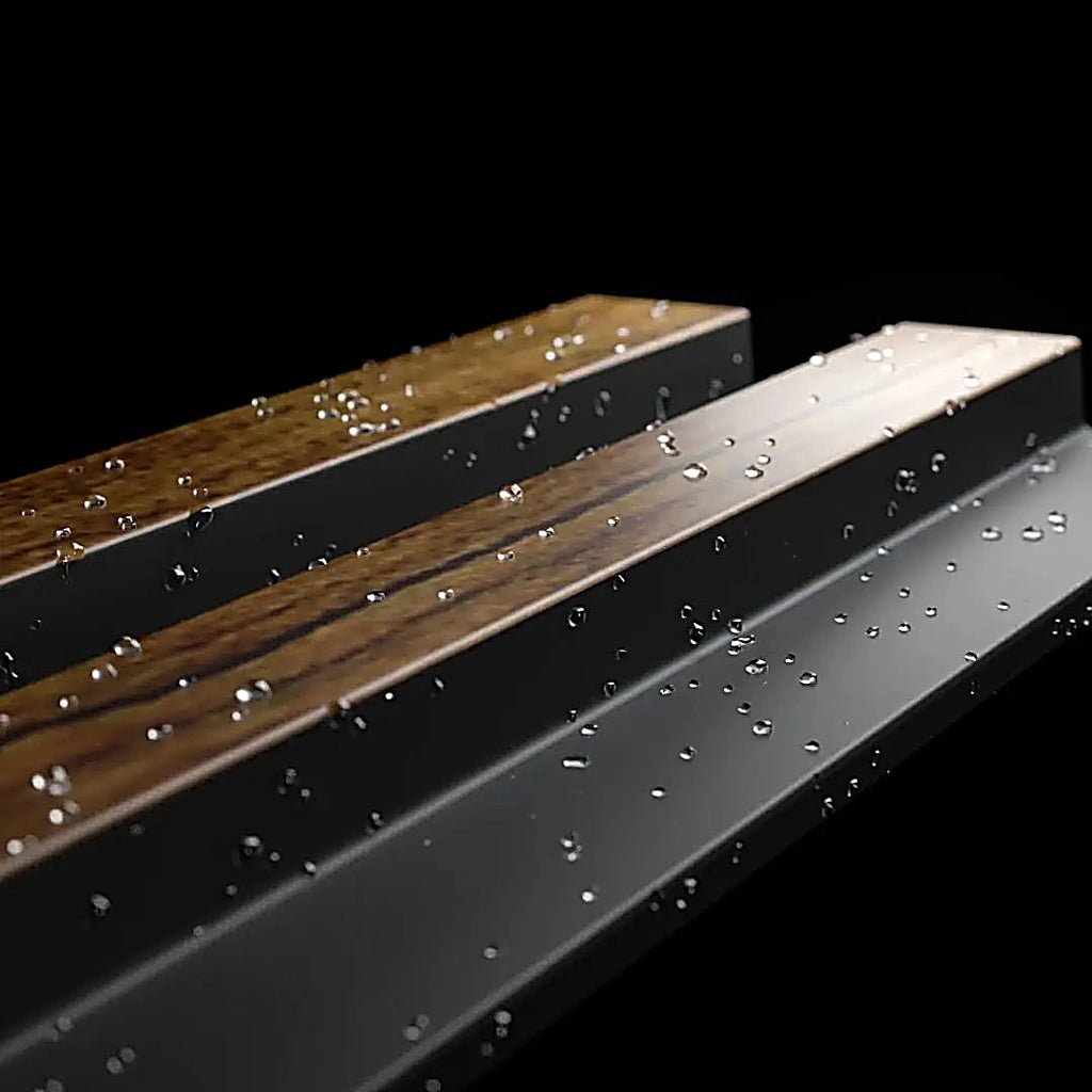 Waterproof polystyrene medium oak and black slat wall panelling