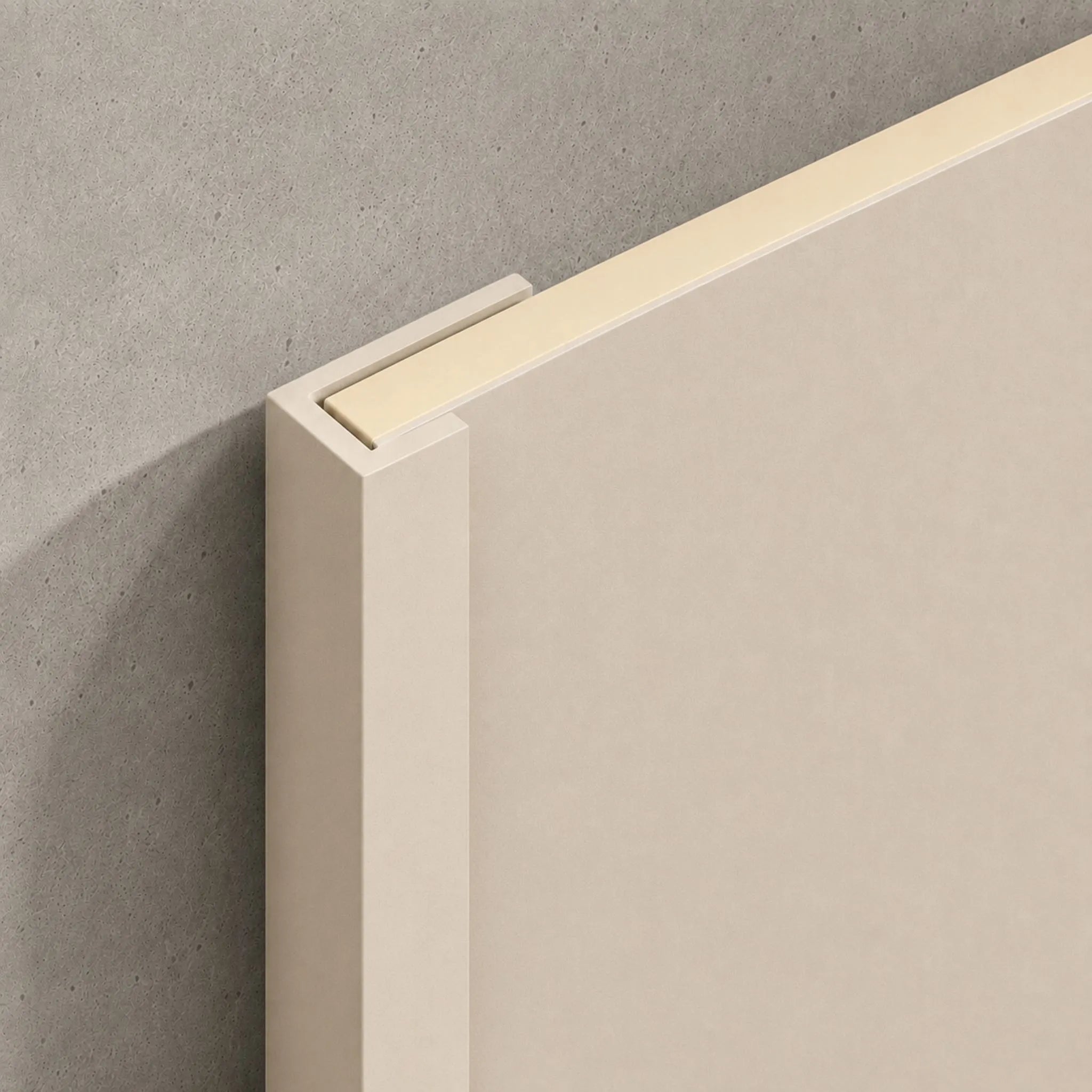 NU Wall End Trim Parchment Pearl WPC joint trim for wall finishing, featuring a smooth, elegant parchment pearl finish.