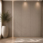 NU Wall Luxe Mink Oak Flat Panel wall panel with a textured, woodgrain finish in warm oak tones, ideal for modern interior decor.