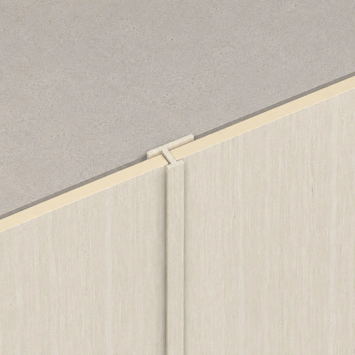 NU Wall Cool Beige Travertine WPC joint trim, joining trim for wall or flooring installations, with a sleek, durable finish.
