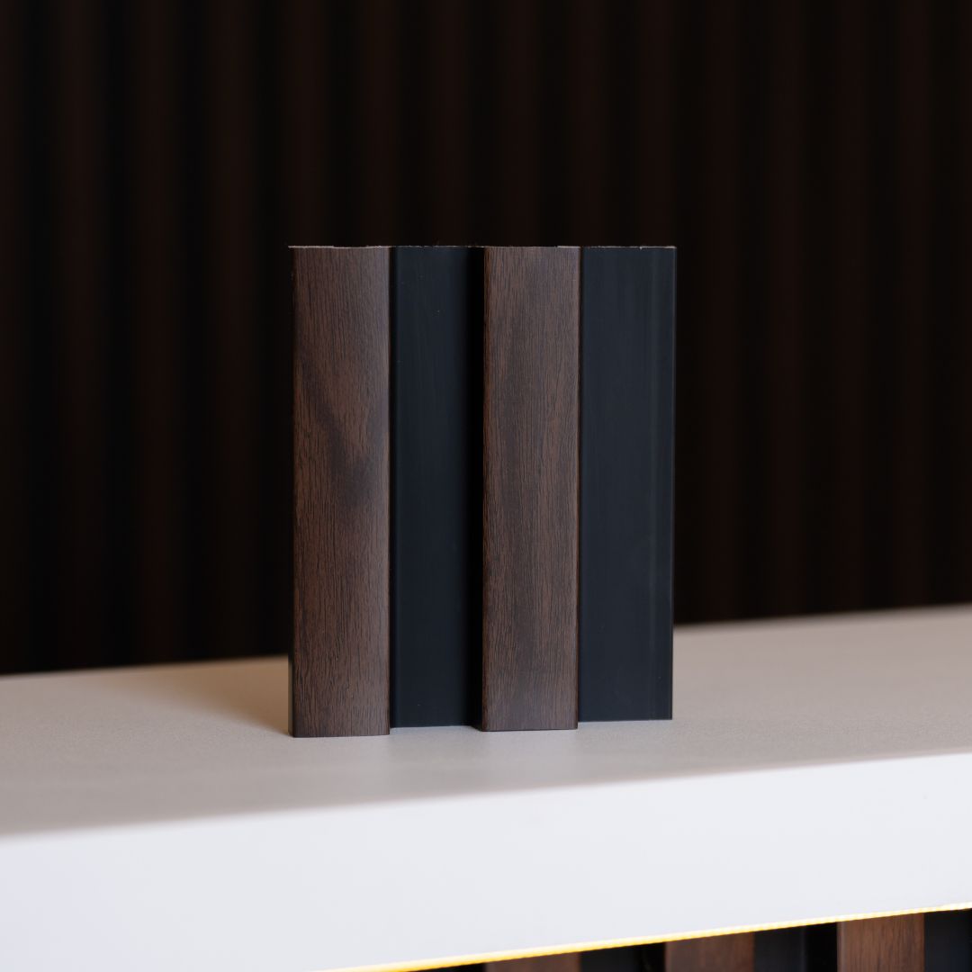Residence Dark Oak & Black Slatted Wall Panels | Pack of 4