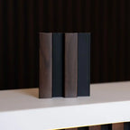NU Wall Residence dark oak and black slatted wall panels, pack of 4, showing modern wooden panel design with sleek black slats.