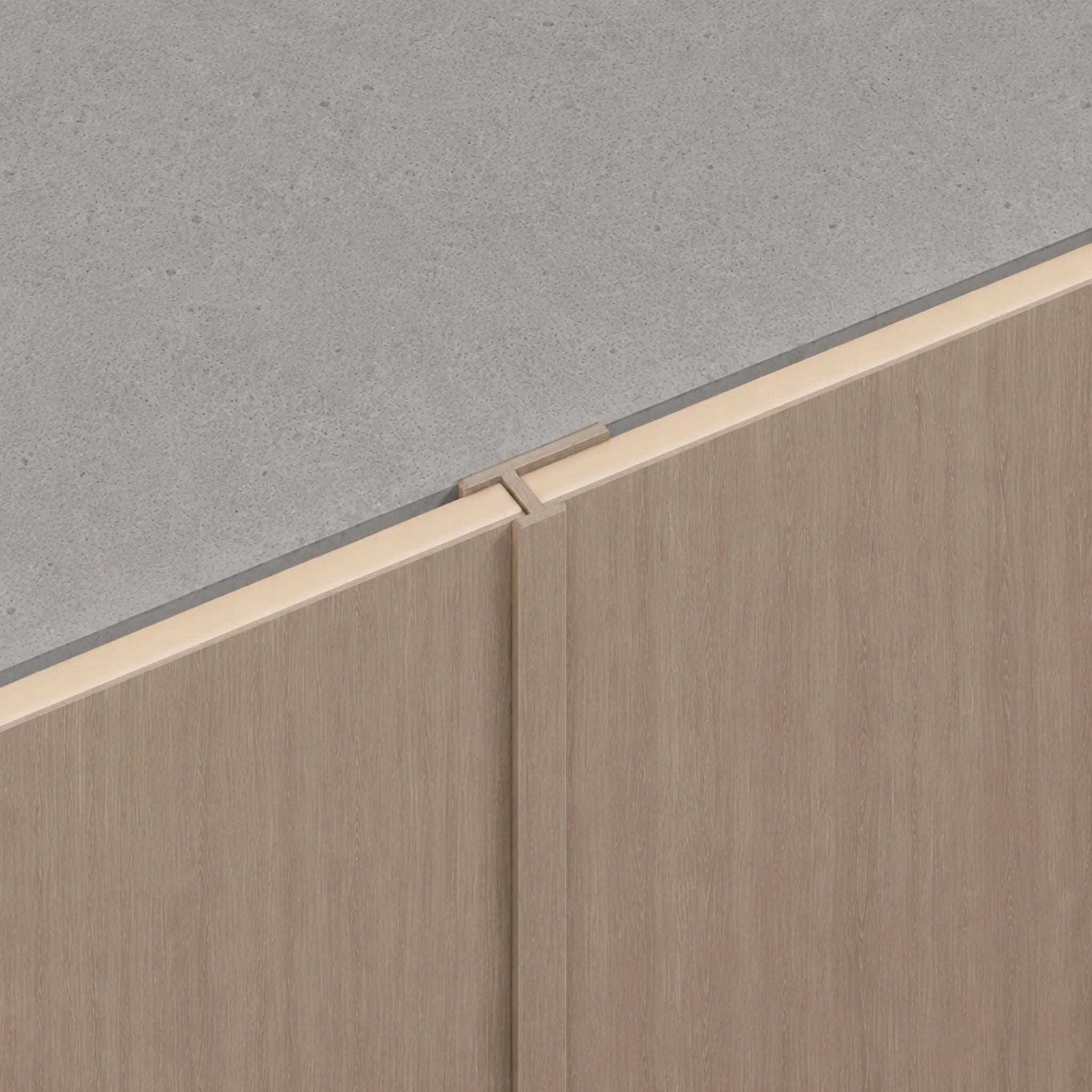 NU Wall Joining Trim Mink Oak WPC joint trim for seamless flooring and wall transitions, featuring a sleek, natural wood finish.