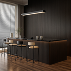 Waterproof polystyrene dark oak and black slat wall panelling