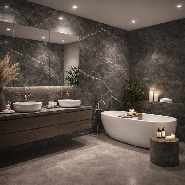 Grigio Grey Marble Effect Self Adhesive Wall Panel - NUWALL UK