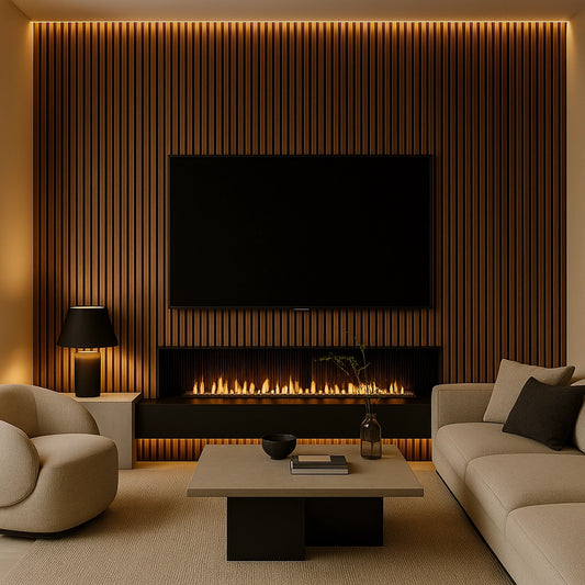 Residence Medium Oak and Black Waterproof Wall Panel