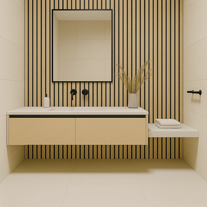 Residence Light Oak and Black Waterproof Wall Panel