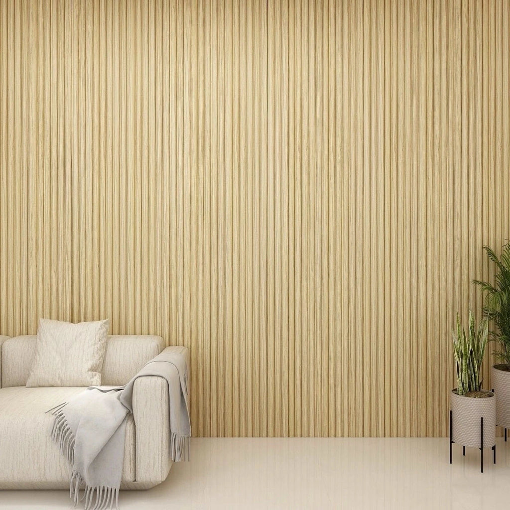 Arc Reeded – Light Oak Waterproof Wall Panel • Pack of 4 - NUWALL UK