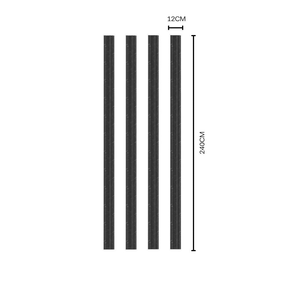 NU Wall Dubai Midnight Storm slatted wall panel, single black wall panel with sleek horizontal slats for modern interior decor.