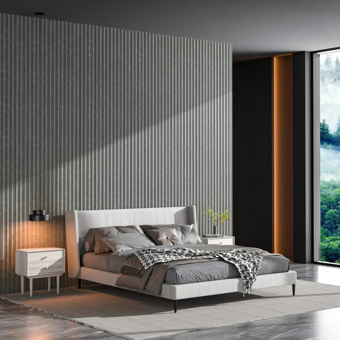 Waterproof polystyrene grey marble effect thin slatted wall panelling