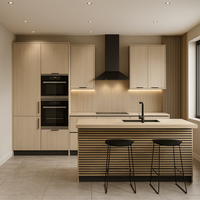 Waterproof polystyrene light oak and black slat wall panelling