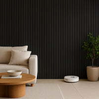 Waterproof polystyrene brushed black slat wall panelling