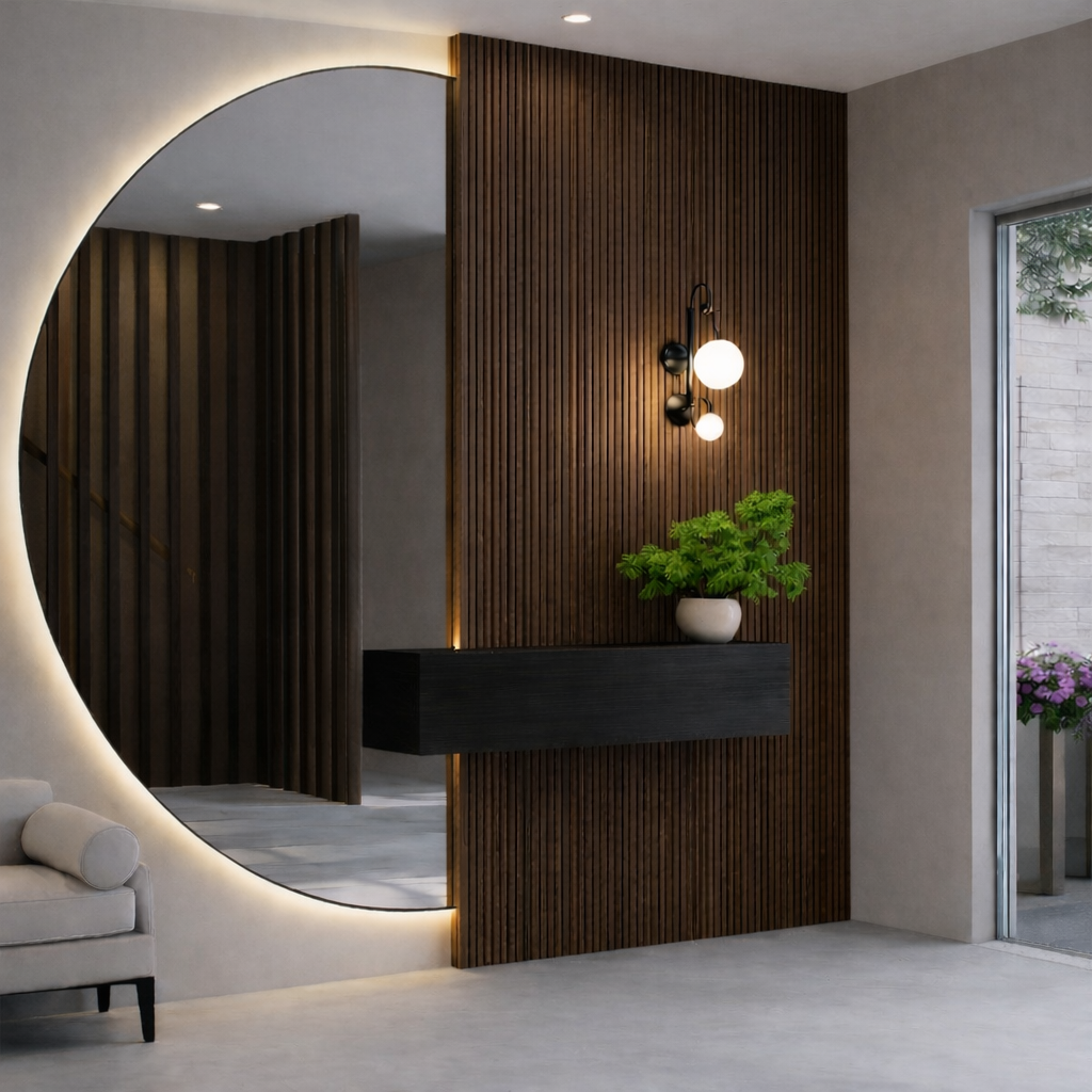 Arc Reeded – Warm Oak Waterproof Wall Panel • Pack of 4 - NUWALL UK