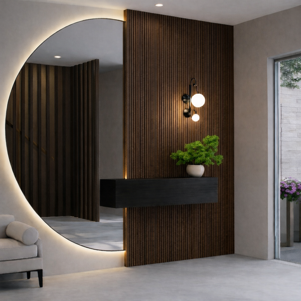 Arc Reeded – Warm Oak Waterproof Wall Panel • Pack of 4 - NUWALL UK