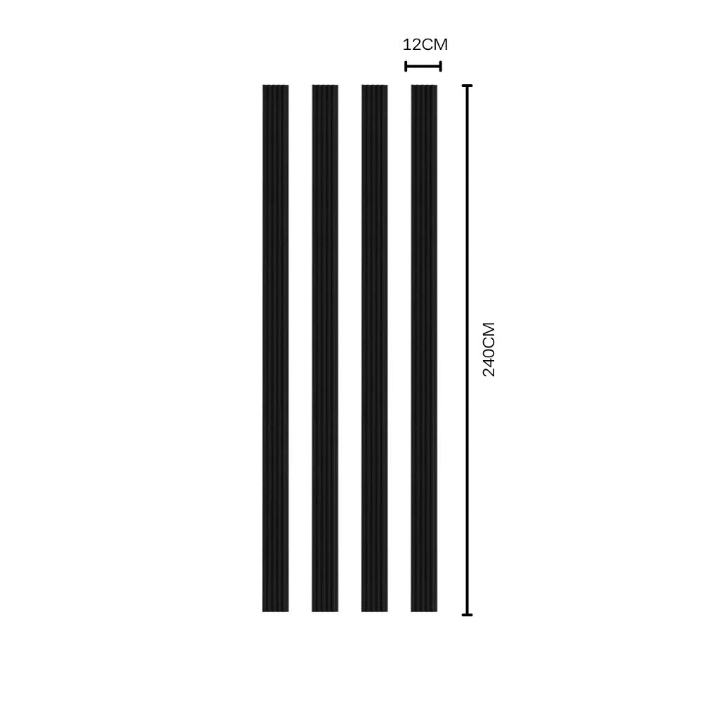 NU Wall Palm Brushed Black Small Slatted Wall Panel showing black brushed finish and slatted design for modern interior decor.