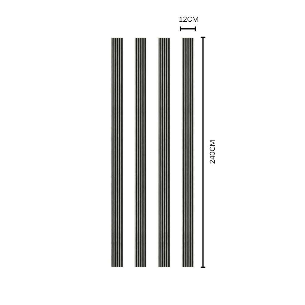 NU Wall Palm grey oak and black small slatted wall panel, single, showcasing textured wooden slats for modern interior decor.